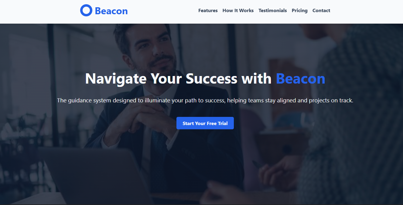 Screenshot of Beacon Landing Page