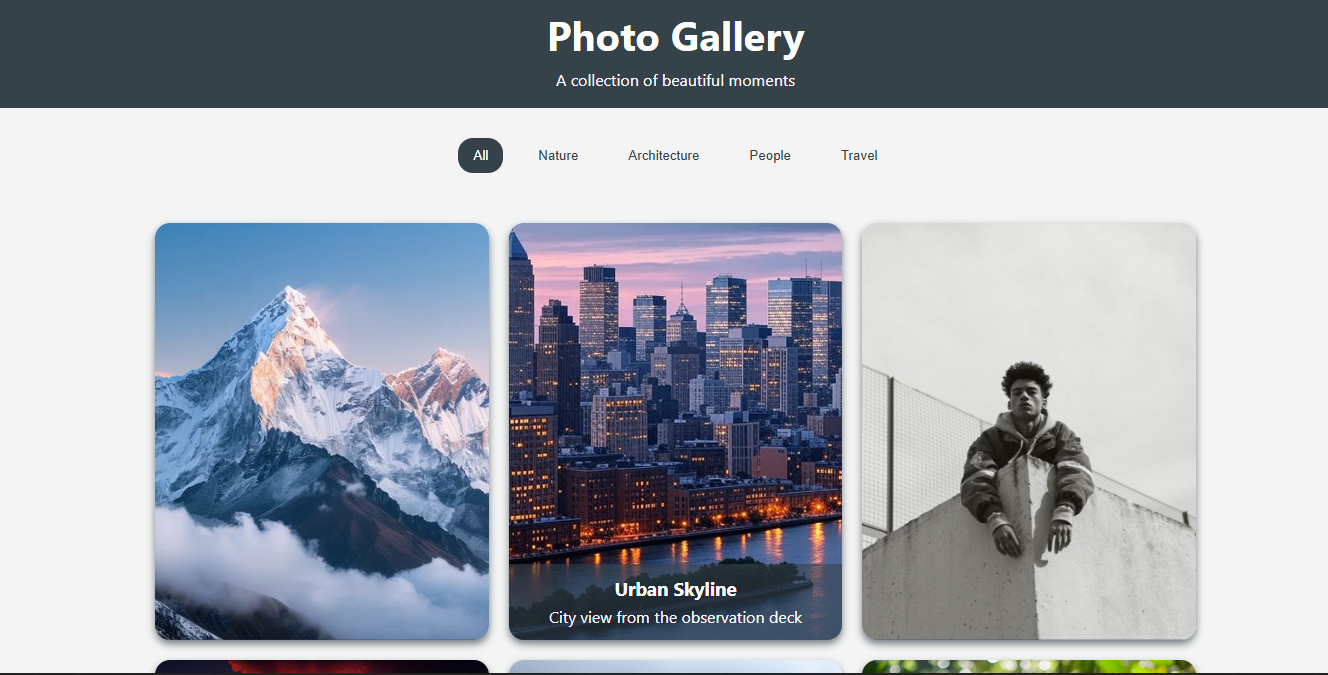 Screenshot of Photo Gallery live site